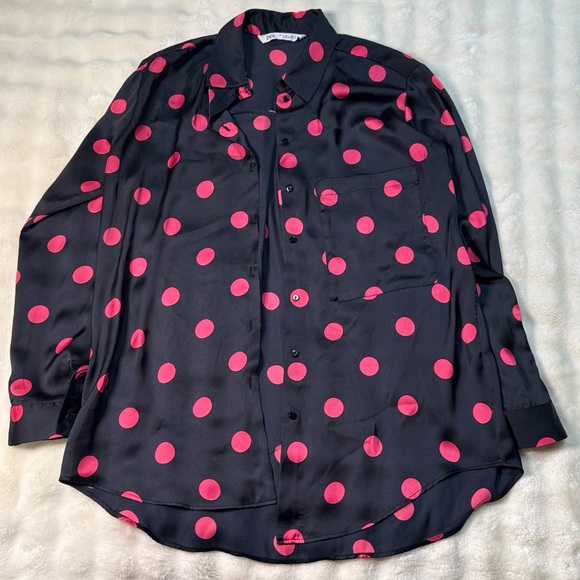 ZARA Black and Red Polka Dot Shirt - Picture 6 of 10